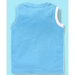 Babyhug Cotton Jersey Sleeveless Tee Basketball Print - Blue
