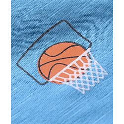 Babyhug Cotton Jersey Sleeveless Tee Basketball Print - Blue
