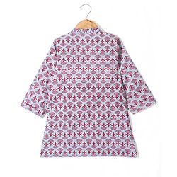 Babyhug 100% Cotton Woven Full Sleeve Floral Printed Kurta & Laheriya Printed Dhoti Set- Pink