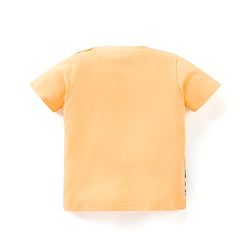 Babyhug Cotton Jersey Half Sleeves T-Shirt Construction Vehicle Print - Peach