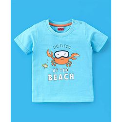Babyhug Cotton Half Sleeves T-Shirt Stripes & Beach Print Pack of 3- Blue & White