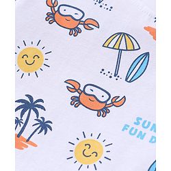 Babyhug Cotton Half Sleeves T-Shirt Stripes & Beach Print Pack of 3- Blue & White