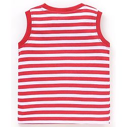 Babyhug Cotton Knit Sleeveless T-Shirts Striped and Palm Trees Print Pack of 3 - Yellow Blue & Red