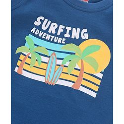 Babyhug Cotton Knit Sleeveless T-Shirts Striped and Palm Trees Print Pack of 3 - Yellow Blue & Red