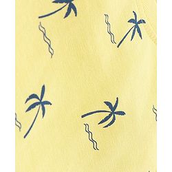 Babyhug Cotton Knit Sleeveless T-Shirts Striped and Palm Trees Print Pack of 3 - Yellow Blue & Red
