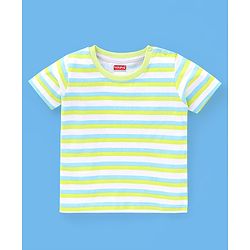 Babyhug Cotton Half Sleeves T-Shirt Stripes & Sports Print Pack of 5- Green & Blue