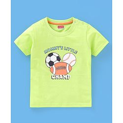 Babyhug Cotton Half Sleeves T-Shirt Stripes & Sports Print Pack of 5- Green & Blue