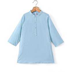 Babyhug Cotton Woven Full Sleeves Solid Kurta Payjama Set With Sequenced Embroidered Jacket - Blue