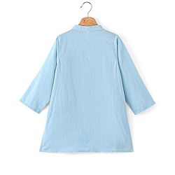 Babyhug Cotton Woven Full Sleeves Solid Kurta Payjama Set With Sequenced Embroidered Jacket - Blue