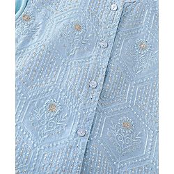 Babyhug Cotton Woven Full Sleeves Solid Kurta Payjama Set With Sequenced Embroidered Jacket - Blue