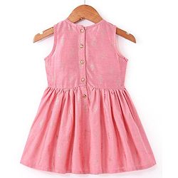 Babyhug Sleeveless Foil Printed Kurta With Pant And Dupatta Set With Embroidery Detailing- Pink