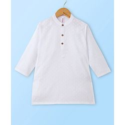 Babyhug 100% Cotton Woven Full Sleeves Kurta & Pajama Set with Stripes Embroidered Bandi Jacket - White