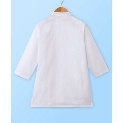 Babyhug 100% Cotton Woven Full Sleeves Kurta & Pajama Set with Stripes Embroidered Bandi Jacket - White