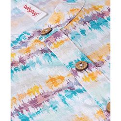 Babyhug 100% Cotton Full Sleeves Kurta With Payjama Set With Ikat Print - White