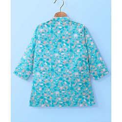 Babyhug 100% Cotton Woven Full Sleeves Kurta & Pyjama Set Abstract Print - Blue