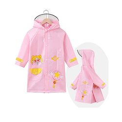 Babyhug Full Sleeves Hooded Raincoat Cartoon Print - Pink