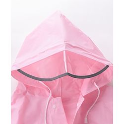 Babyhug Full Sleeves Hooded Raincoat Cartoon Print - Pink