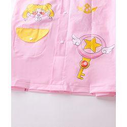 Babyhug Full Sleeves Hooded Raincoat Cartoon Print - Pink