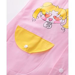 Babyhug Full Sleeves Hooded Raincoat Cartoon Print - Pink