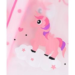 Babyhug Full Sleeves Hooded Raincoat Unicorn Print - Pink