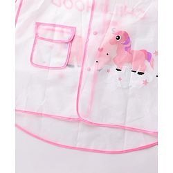 Babyhug Full Sleeves Hooded Raincoat Unicorn Print - Pink