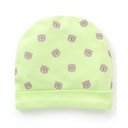 Babyhug 100% Cotton Cap Mittens & Booties Set Teddy Print - Green