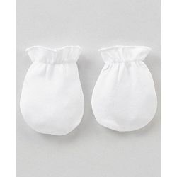 Babyhug 100% Cotton Solid Mittens Set Pack of 3 - White