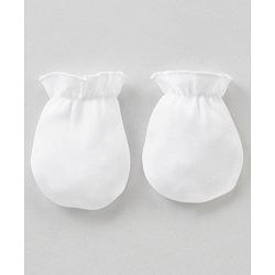 Babyhug 100% Cotton Solid Mittens Set Pack of 3 - White