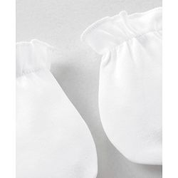 Babyhug 100% Cotton Solid Mittens Set Pack of 3 - White