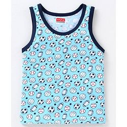 Babyhug 100% Cotton Knit Sleeveless Sando & Shorts Set Football Print - Navy