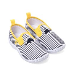 Cute Walk by Babyhug Slip On Casual Striped Shoes with Dino Patch - Yellow