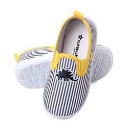 Cute Walk by Babyhug Slip On Casual Striped Shoes with Dino Patch - Yellow
