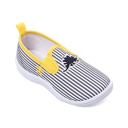 Cute Walk by Babyhug Slip On Casual Striped Shoes with Dino Patch - Yellow