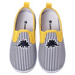 Cute Walk by Babyhug Slip On Casual Striped Shoes with Dino Patch - Yellow