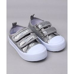 Cute Walk by Babyhug Casual Shoes with Velcro Closure & Sequins Detailing - Sliver