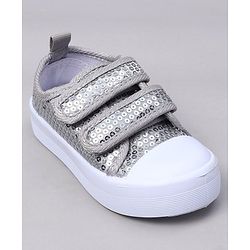 Cute Walk by Babyhug Casual Shoes with Velcro Closure & Sequins Detailing - Sliver