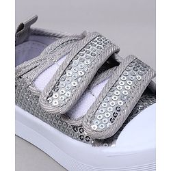 Cute Walk by Babyhug Casual Shoes with Velcro Closure & Sequins Detailing - Sliver