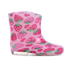 Cute Walk by Babyhug Slip On Strawberry Printed Gumboots - Pink