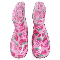 Cute Walk by Babyhug Slip On Strawberry Printed Gumboots - Pink