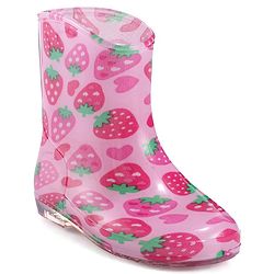 Cute Walk by Babyhug Slip On Strawberry Printed Gumboots - Pink