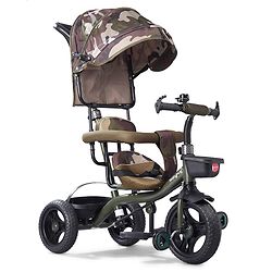 Babyhug Plug & Play Apache Tricycle with Parental Handle and Printed Canopy Military Theme - Green