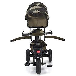 Babyhug Plug & Play Apache Tricycle with Parental Handle and Printed Canopy Military Theme - Green