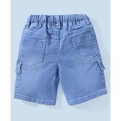 Babyhug Cotton Lycra Half Sleeves T-Shirt & Denim Shorts Set Football Print - Multicolor & Blue