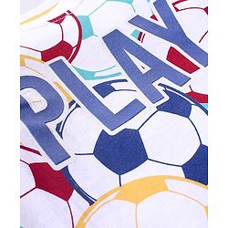 Babyhug Cotton Lycra Half Sleeves T-Shirt & Denim Shorts Set Football Print - Multicolor & Blue