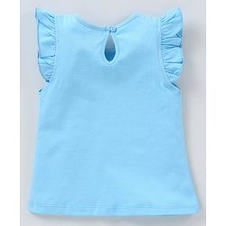 Babyhug 100% Cotton Half Sleeves Tee With Graphics And Frill Detailing - Blue
