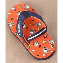 Cute Walk by Babyhug Casual Slip On Flip Flops with Back Strap Beaver Print - Dark Orange