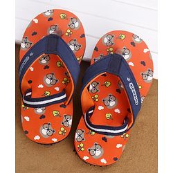 Cute Walk by Babyhug Casual Slip On Flip Flops with Back Strap Beaver Print - Dark Orange