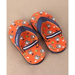 Cute Walk by Babyhug Casual Slip On Flip Flops with Back Strap Beaver Print - Dark Orange