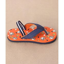 Cute Walk by Babyhug Casual Slip On Flip Flops with Back Strap Beaver Print - Dark Orange