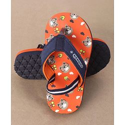 Cute Walk by Babyhug Casual Slip On Flip Flops with Back Strap Beaver Print - Dark Orange